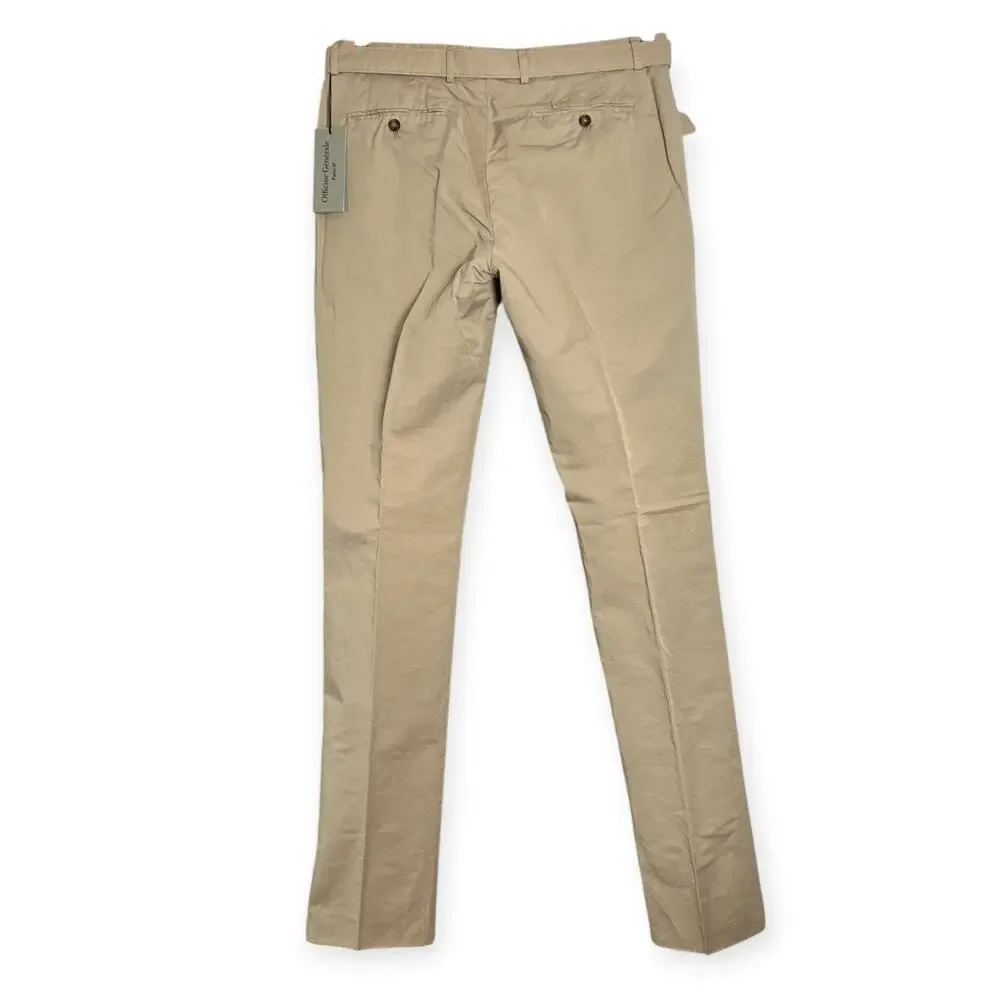 Officine Generale Paul Pant SIZE 50 US 34 Burnt Sand Cotton Linen Unhemmed